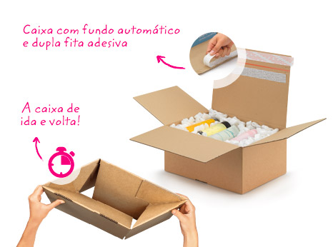 Caixa com fundo automático e dupla fita adesiva